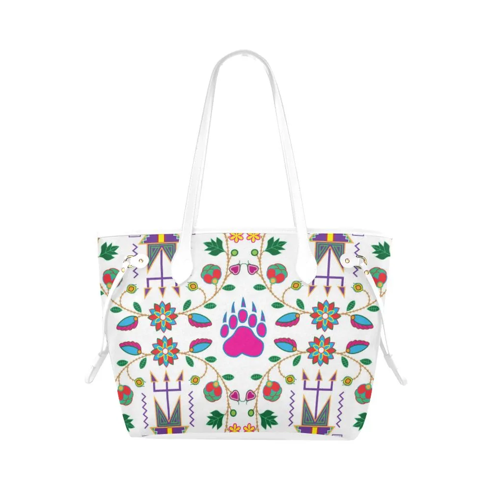 Geometric Floral Fall - White Clover Canvas Tote Bag