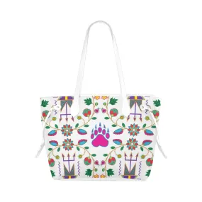 Geometric Floral Fall - White Clover Canvas Tote Bag