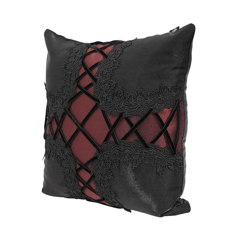 Gothic Strappy Lace Pillow Case Black with Pillow Inner