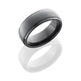 Grooved Edges Black Zirconium Satin Finish Band 7mm