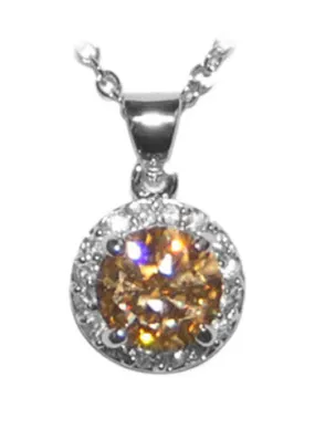 Halo Champagne Gold Crystal Petite Pendant Necklace