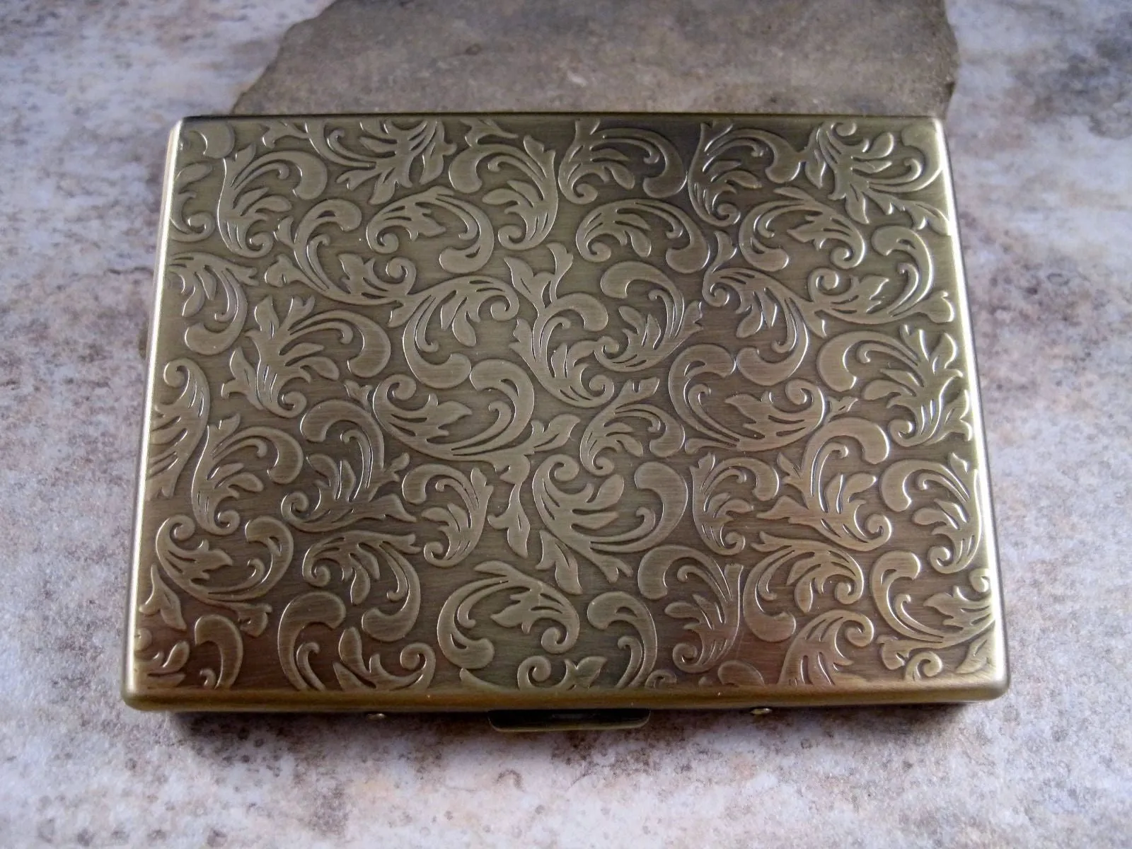 Handmade Antique Bronze Victorian Angel Cigarette Case