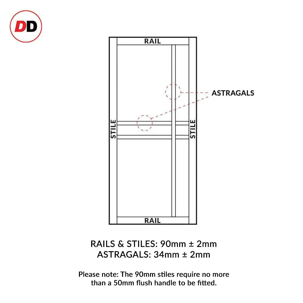 Handmade Eco-Urban® Glasgow 6 Panel Double Absolute Evokit Pocket Door DD6314 - Colour & Size Options