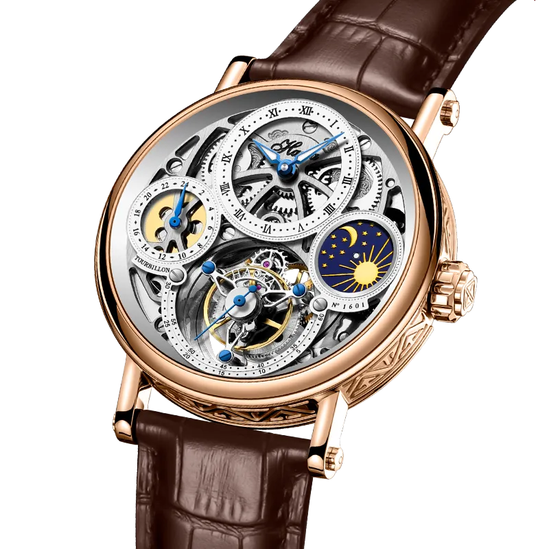 Haofa 1601 Skeleton GMT CNC Engraving Tourbillon 28800