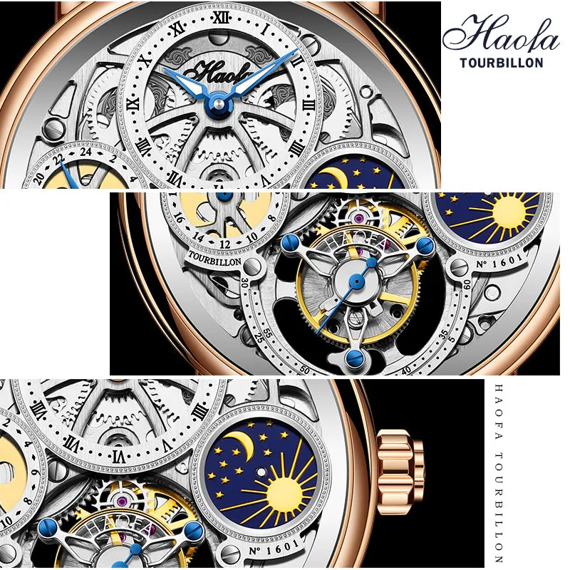 Haofa 1601 Skeleton GMT CNC Engraving Tourbillon 28800