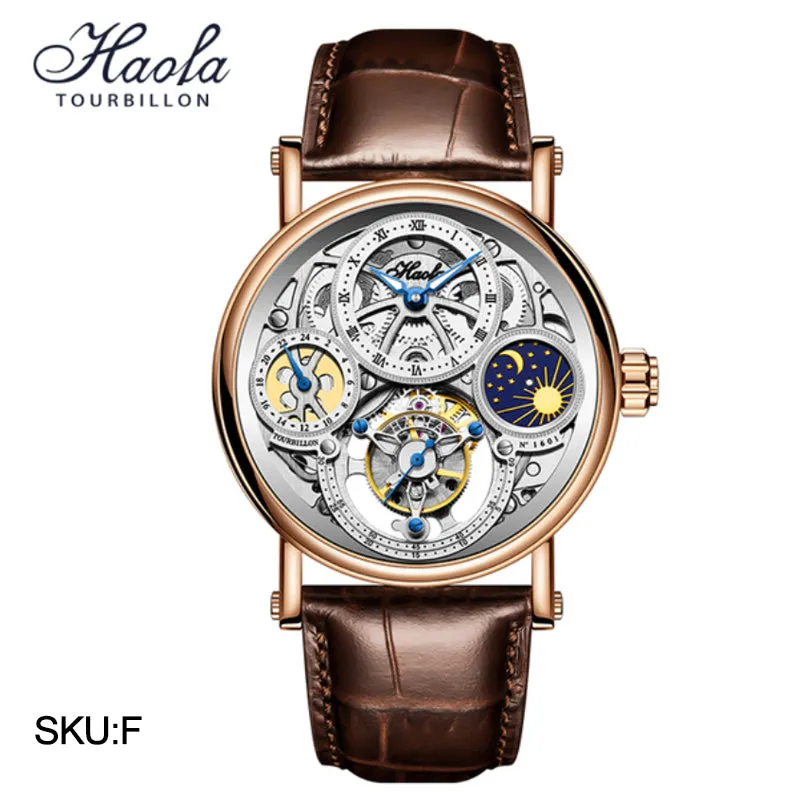 Haofa 1601 Skeleton GMT CNC Engraving Tourbillon 28800