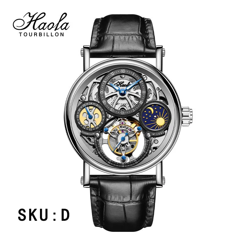 Haofa 1601 Skeleton GMT CNC Engraving Tourbillon 28800