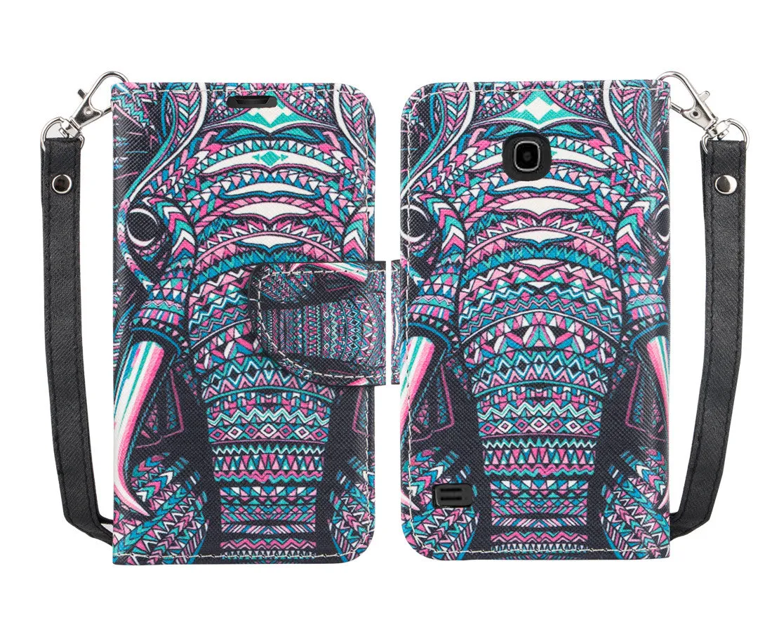 Huawei Union | Y538 Case, Wrist Strap Magnetic Flip Fold[Kickstand] Pu Leather Wallet Case with ID & Card Slots - Tribal Elephant