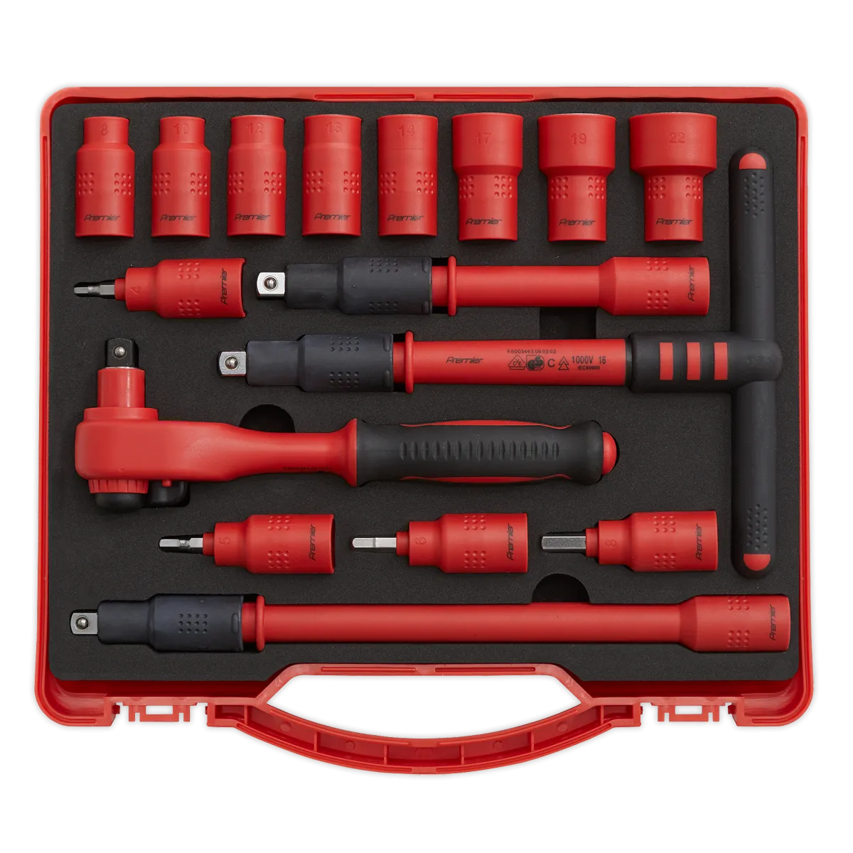 Insulated Socket Set 16pc 3/8"Sq Drive 6pt WallDrive¨ VDE Approved