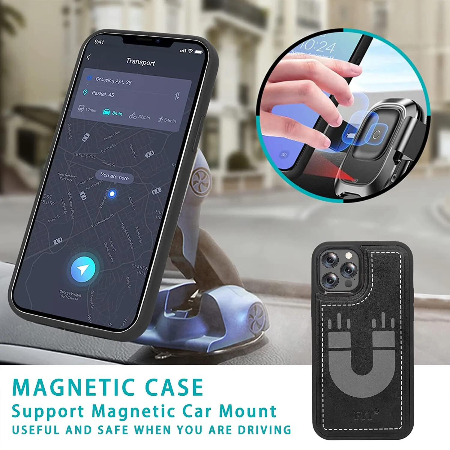 iPhone 14 Pro Max 6.7 Case Magnetic Detachable Wallet Phone Case Black