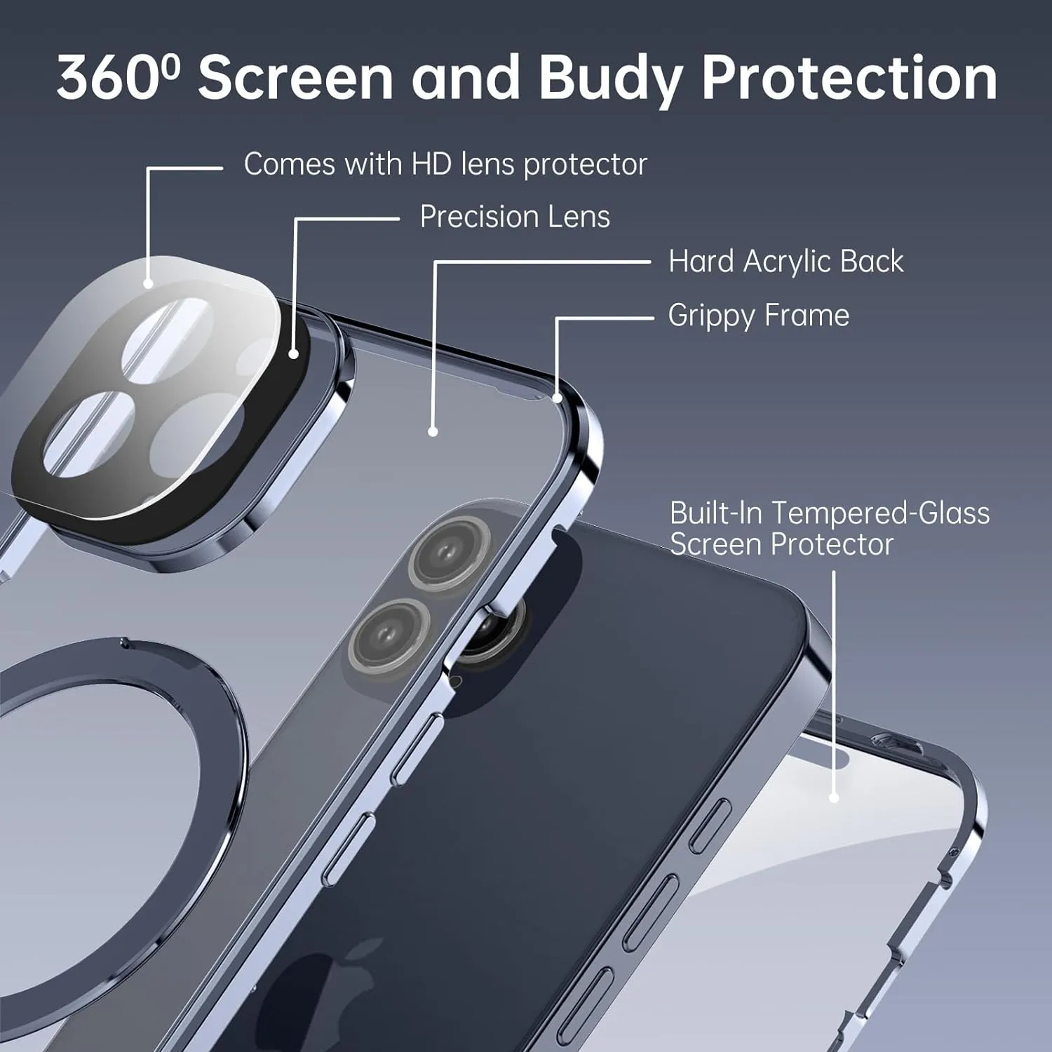 iPhone 15 Pro Invisible Stand 360 Degree Protection Cover