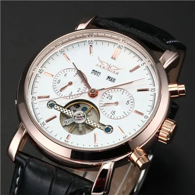 JARAGAR Full Calendar Tourbillon Auto Mechanical Mens Watches Top Brand Luxury Wrist Watch erkek kol saati Montre Homme