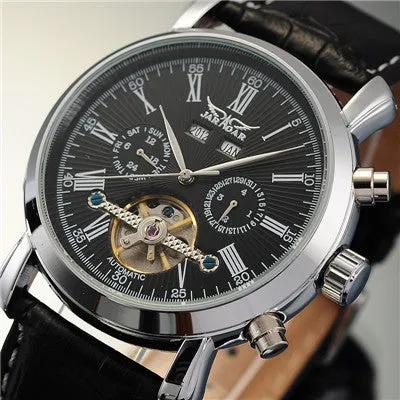 JARAGAR Full Calendar Tourbillon Auto Mechanical Mens Watches Top Brand Luxury Wrist Watch erkek kol saati Montre Homme