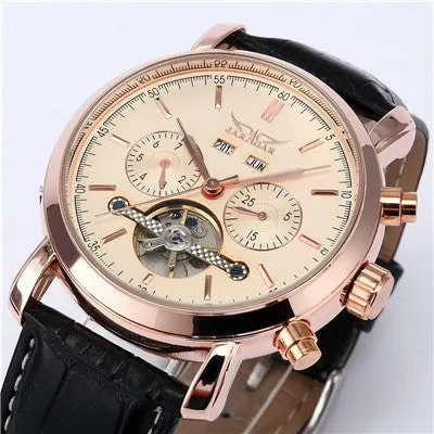 JARAGAR Full Calendar Tourbillon Auto Mechanical Mens Watches Top Brand Luxury Wrist Watch erkek kol saati Montre Homme