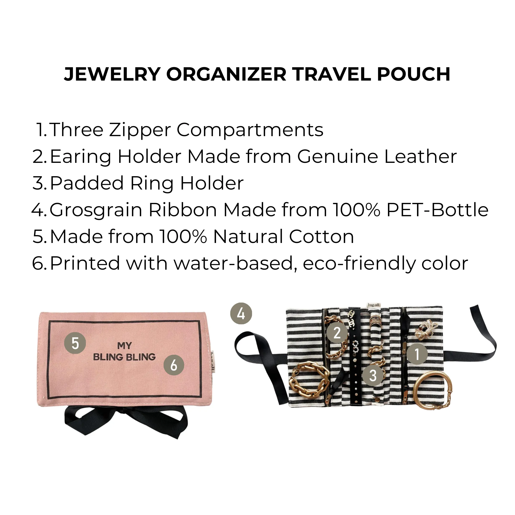 Jewelry Organizer, Travel Pouch, Pink/Blush