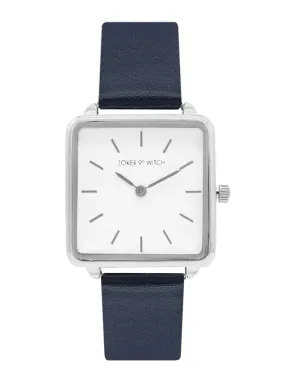 Joker & Witch Emily Square White Dial Blue Strap Watch for Women