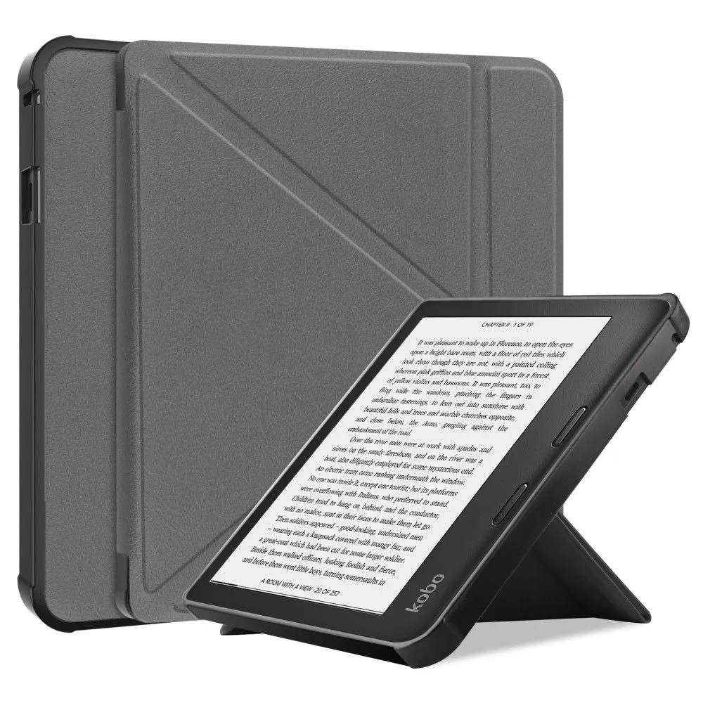 Kobo Sage cool origami stand PU leather flip case - Grey