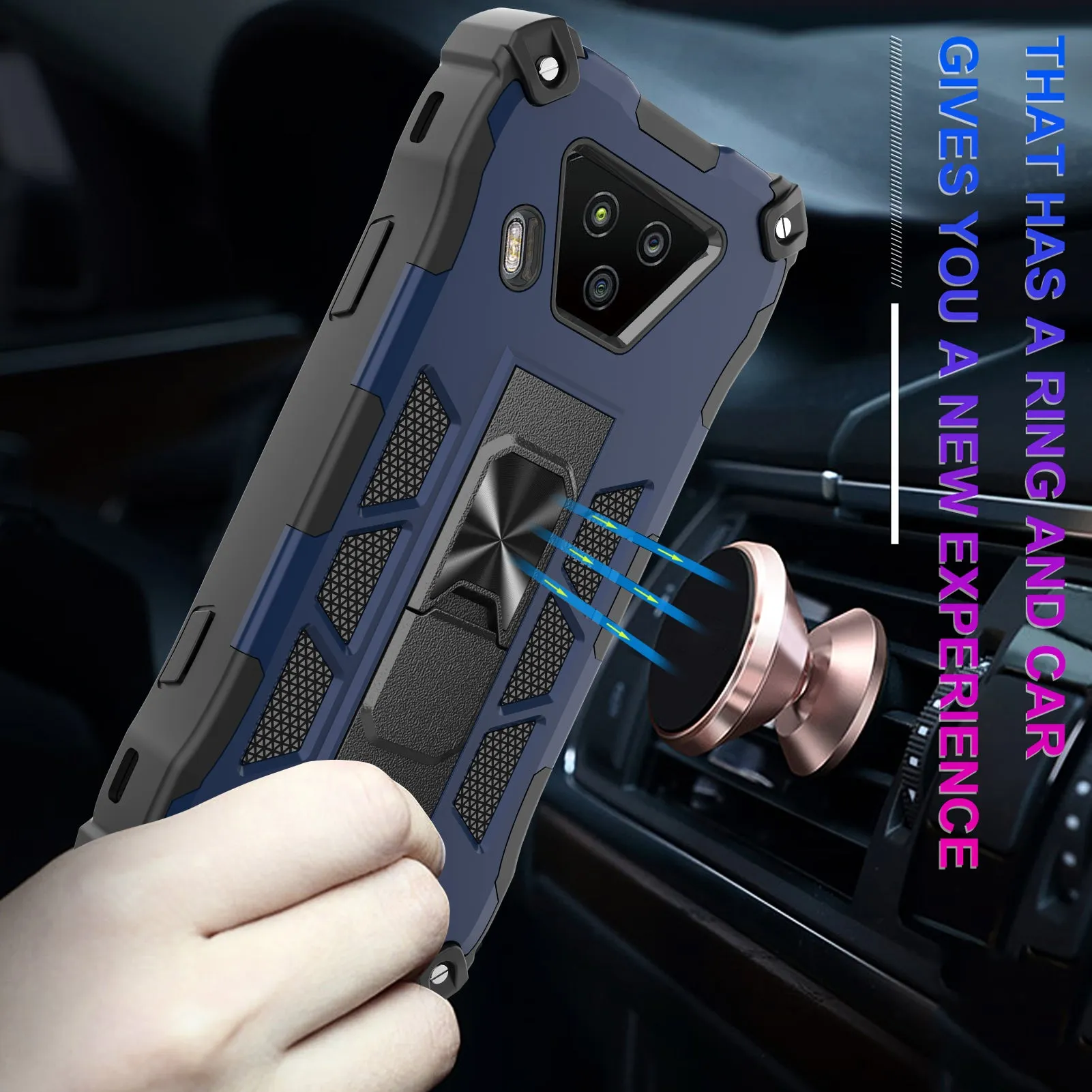 Kyocera DuraForce Ultra 5G Case [Military Grade] Ring Car Mount Kickstand Hybrid Hard PC Soft TPU Shockproof Protective Case - Blue