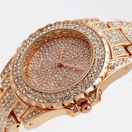 Ladies Fashion Quartz Watch Women Rhinestone Leather Casual Dress Women's Watch Rose Gold Crystal reloje mujer 2016 montre femme