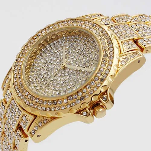 Ladies Fashion Quartz Watch Women Rhinestone Leather Casual Dress Women's Watch Rose Gold Crystal reloje mujer 2016 montre femme