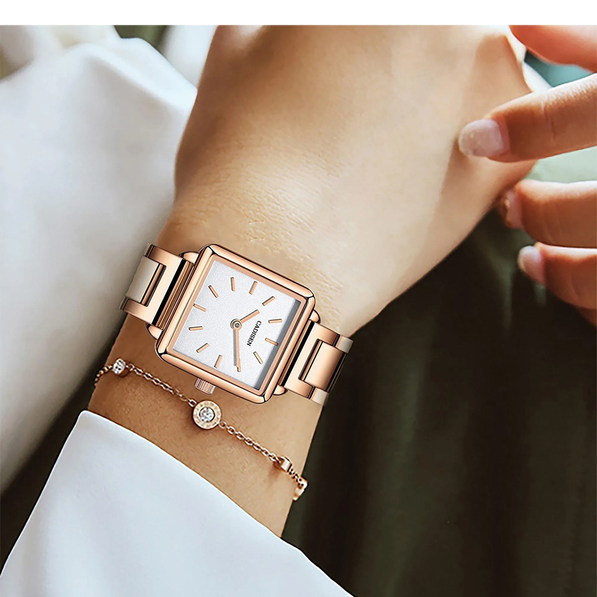 Ladies Square Watch Luxury Brand Fashion Simple Dress Quartz Ultra-thin Watch Waterproof Rose Gold Watch