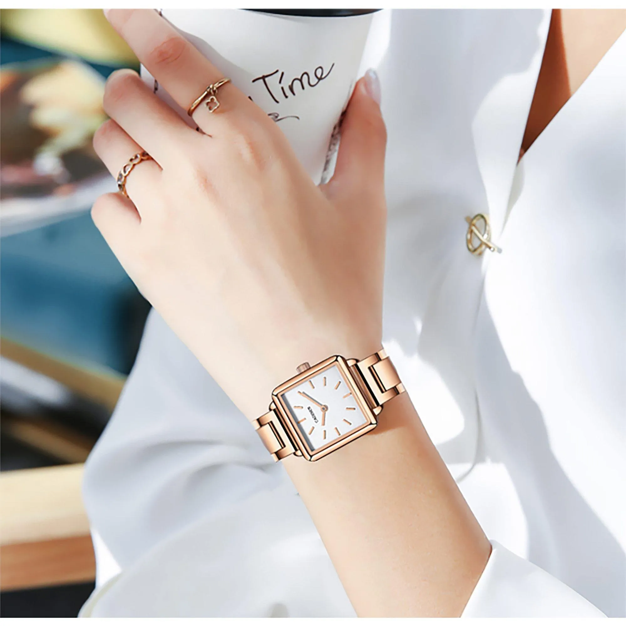 Ladies Square Watch Luxury Brand Fashion Simple Dress Quartz Ultra-thin Watch Waterproof Rose Gold Watch