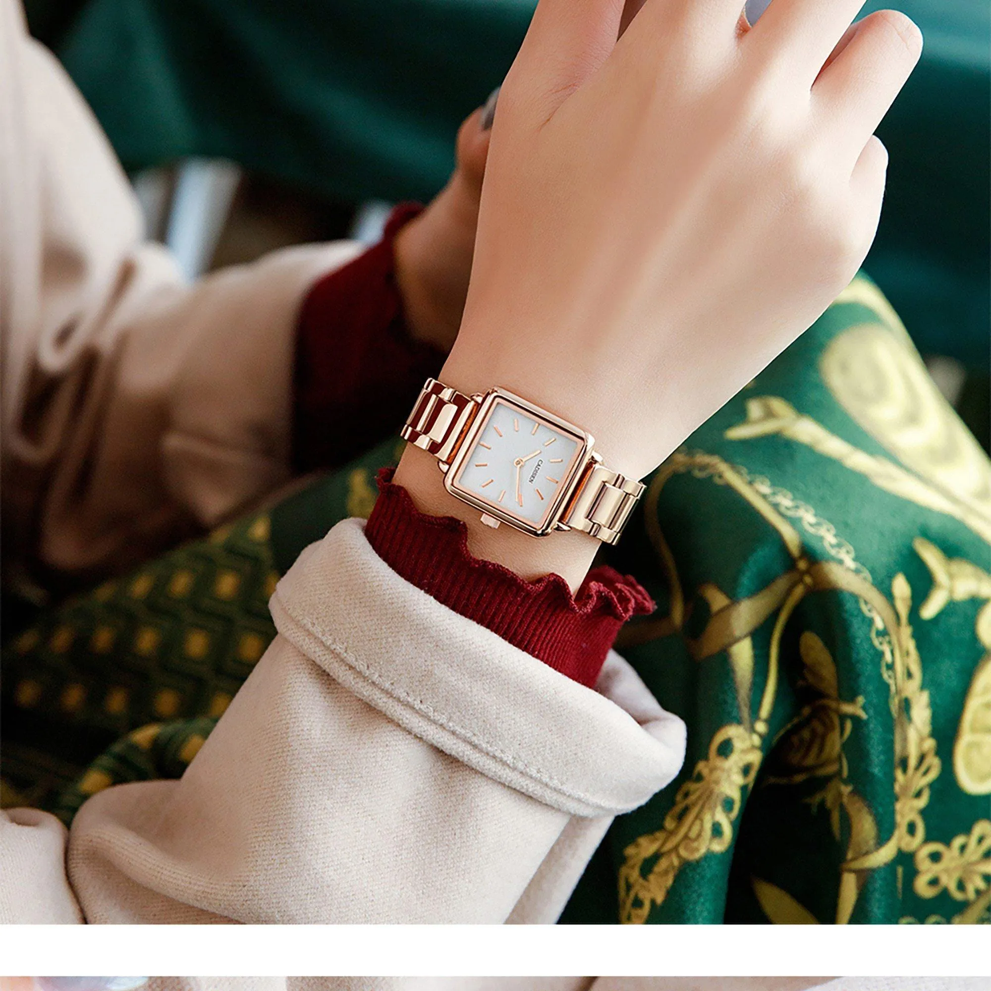 Ladies Square Watch Luxury Brand Fashion Simple Dress Quartz Ultra-thin Watch Waterproof Rose Gold Watch