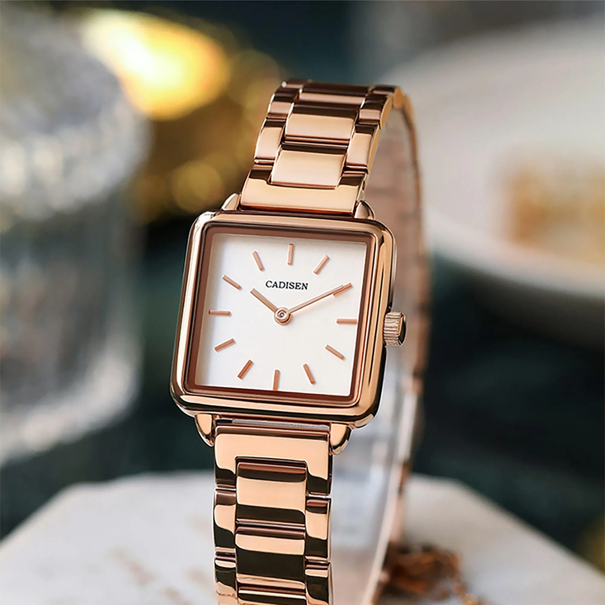 Ladies Square Watch Luxury Brand Fashion Simple Dress Quartz Ultra-thin Watch Waterproof Rose Gold Watch