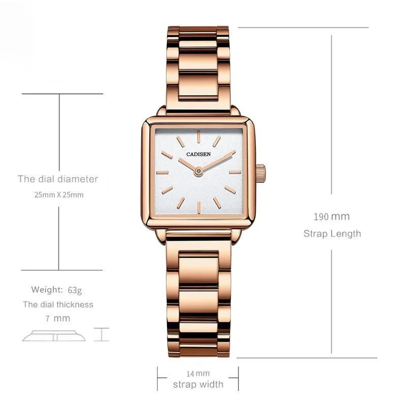 Ladies Square Watch Luxury Brand Fashion Simple Dress Quartz Ultra-thin Watch Waterproof Rose Gold Watch