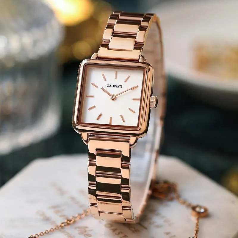 Ladies Square Watch Luxury Brand Fashion Simple Dress Quartz Ultra-thin Watch Waterproof Rose Gold Watch