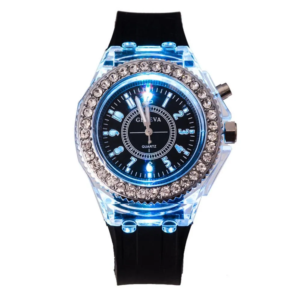 Ladies Womens Mens Geneva LED Backlight Sport Waterproof Quartz Wrist Watches