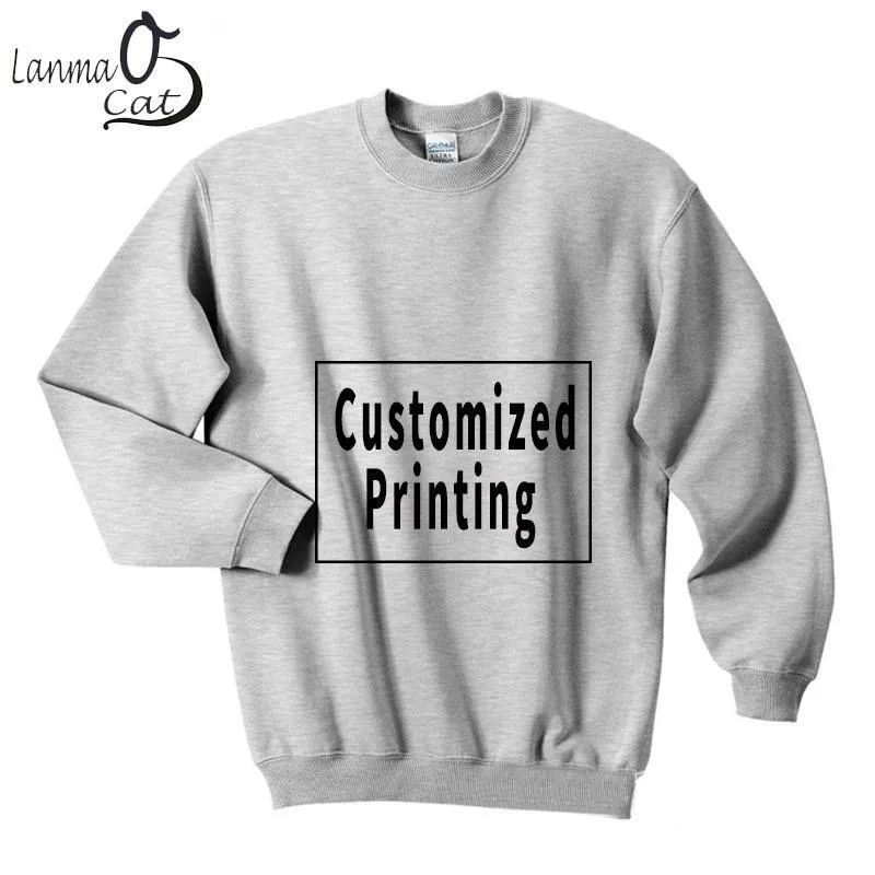 Lanmaocat Cotton Hoodie Men Women Custom Design Hoodie Sublimation Print Shirt Long Sleeve Personal Design XXL Free Shipping