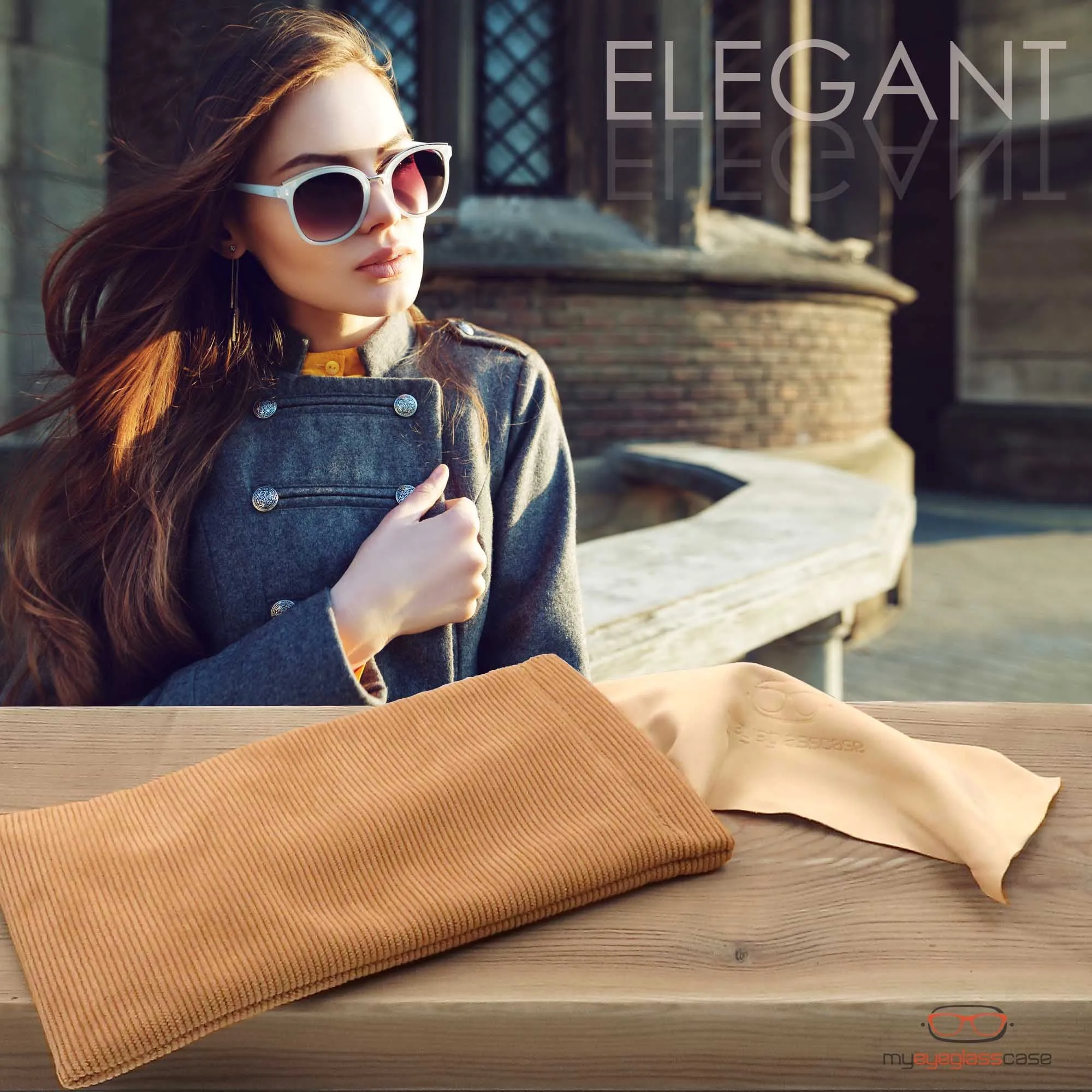 Large Soft Sunglasses Pouch, Soft Squeeze Top Case Eyeglasses Case w/ Cloth- Smartphone case (CT8 Corduroy Beige)