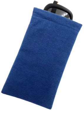 Large Soft Sunglasses Pouch, Soft Squeeze Top Case Eyeglasses Case w/ Cloth- Smartphone case (CT8 Corduroy Blue)