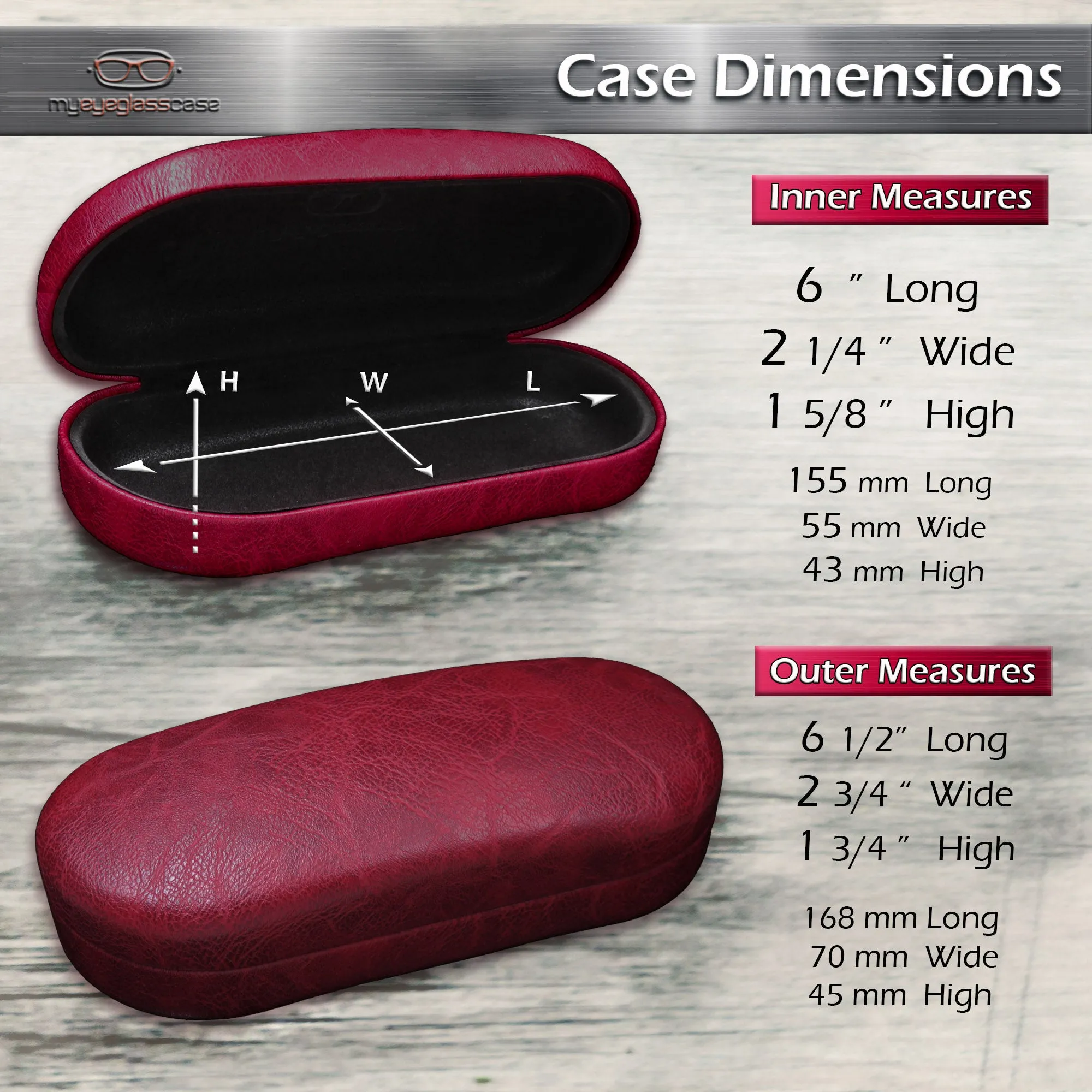 Large Sunglasses case - Hard Medium to Large Glasses Case w/ Pouch and cloth  (AS87 Burgundy)