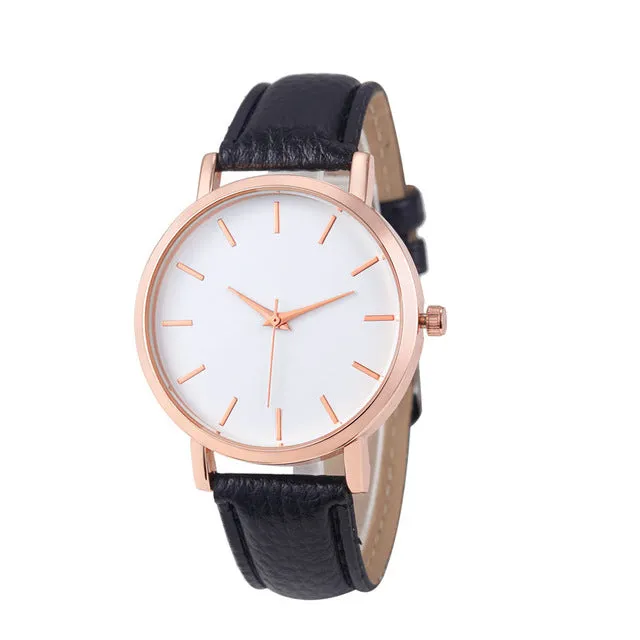 Leather Band Stainless Steel Analog Watch