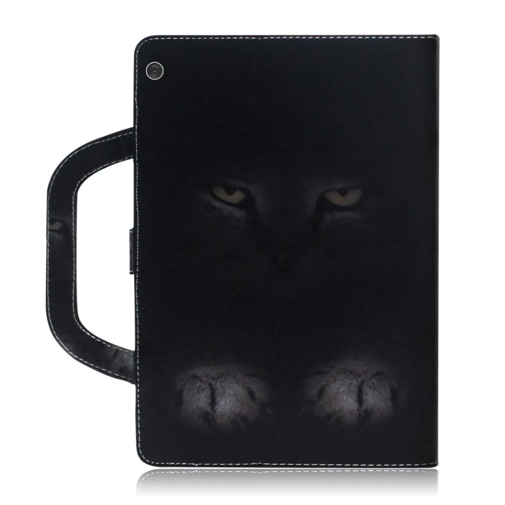 Lenovo Tab M10 FHD REL hand-held  patterned leather case  - Mysterious Cat