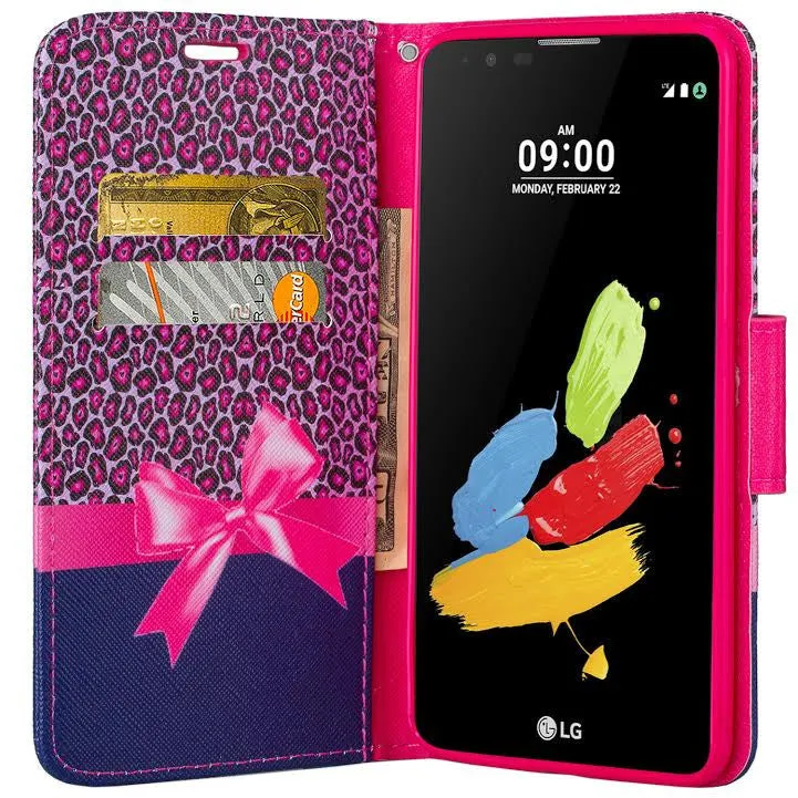 LG Stylo 2 Plus Case, LG Stylo 2 Plus Wallet Case [Kickstand] Pu Leather Wrist Strap Wallet Case w/ ID & Card Slots & Pocket - Cheetah Print