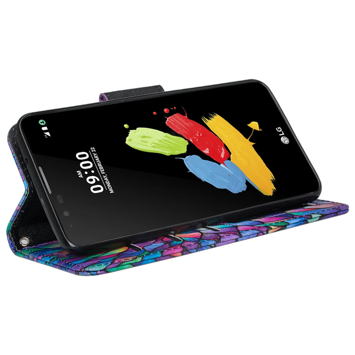 LG Stylo 3 Case, LG Stylo 3 Plus Wallet Case, Wrist Strap Magnetic Fold [Kickstand] Slim Pu Leather Wallet Case with ID & Card Slots for Stylo 3 / Stylo 3 Plus - Rainbow Flower