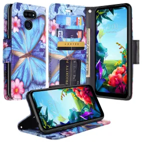 LG Stylo 6 Case, Stylo 6 Wallet Case, Wrist Strap Pu Leather Wallet Case [Kickstand] with ID & Credit Card Slots - Blue Butterfly