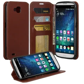 LG V9 Case, LG V9 Wallet Case, Slim Flip Folio [Kickstand] Pu Leather Wallet Case with ID & Credit Card Slots - Brown