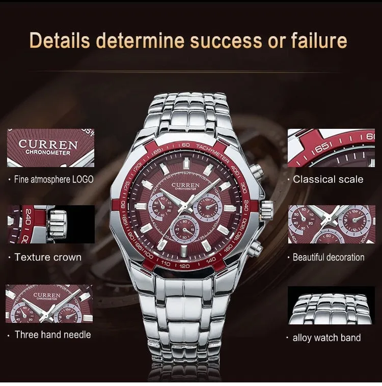 Luxury Casual Military Quartz Sports Wristwatch Full Steel Water Resistant Men's Watch