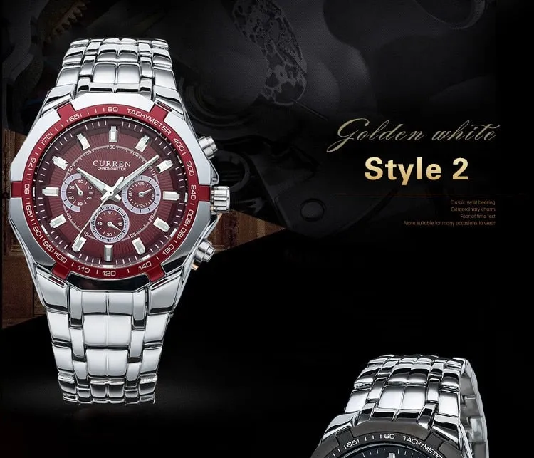 Luxury Casual Military Quartz Sports Wristwatch Full Steel Water Resistant Men's Watch