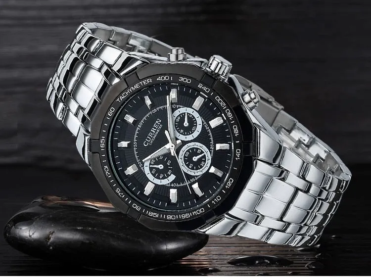 Luxury Casual Military Quartz Sports Wristwatch Full Steel Water Resistant Men's Watch