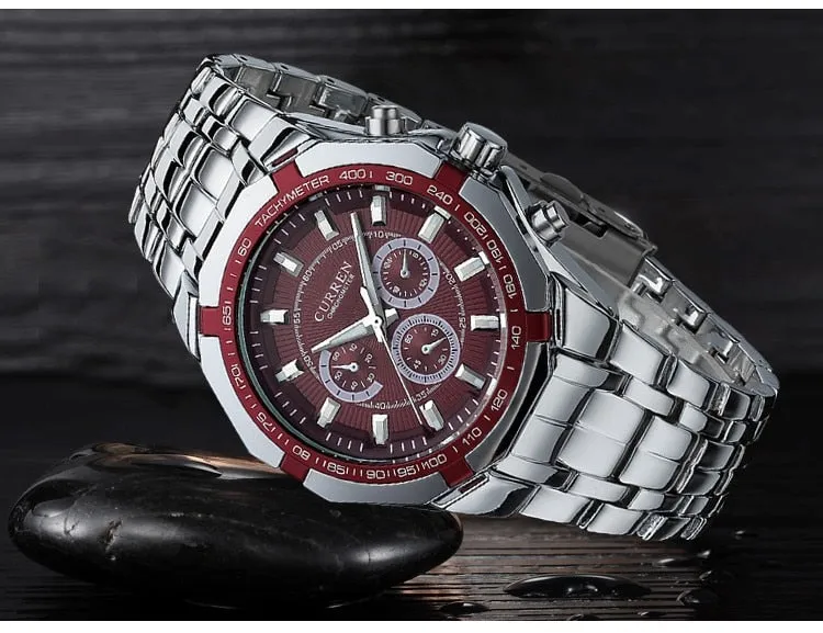 Luxury Casual Military Quartz Sports Wristwatch Full Steel Water Resistant Men's Watch