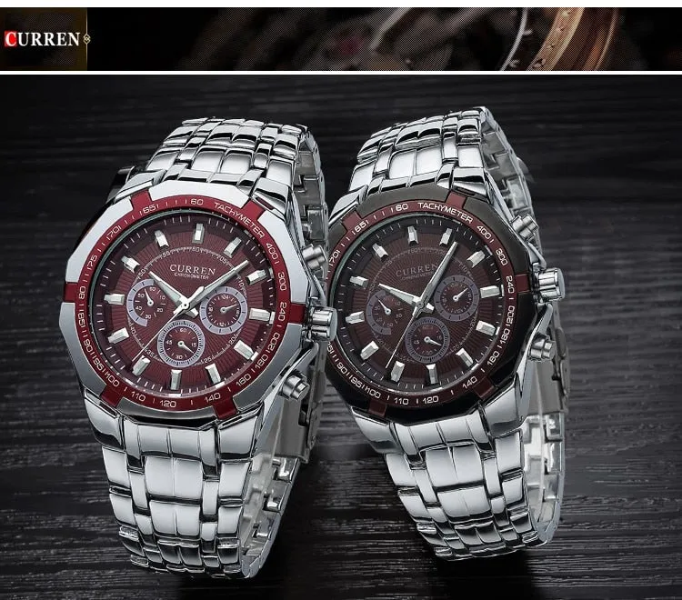 Luxury Casual Military Quartz Sports Wristwatch Full Steel Water Resistant Men's Watch