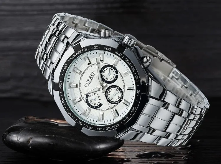 Luxury Casual Military Quartz Sports Wristwatch Full Steel Water Resistant Men's Watch