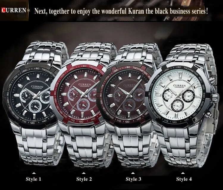 Luxury Casual Military Quartz Sports Wristwatch Full Steel Water Resistant Men's Watch