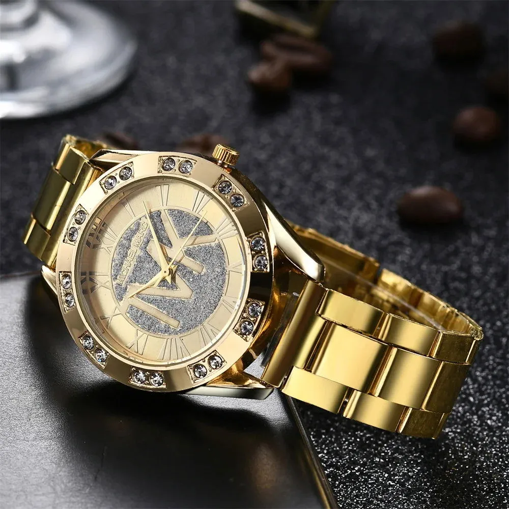 Luxury Women's Watch Fashion 2024 Diamonds TVK Quartz Watch Business Stainless Steel Gold Ladies Clock Gift Wristwatch