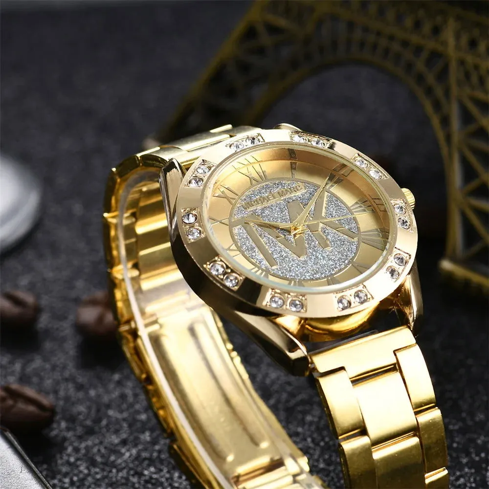 Luxury Women's Watch Fashion 2024 Diamonds TVK Quartz Watch Business Stainless Steel Gold Ladies Clock Gift Wristwatch